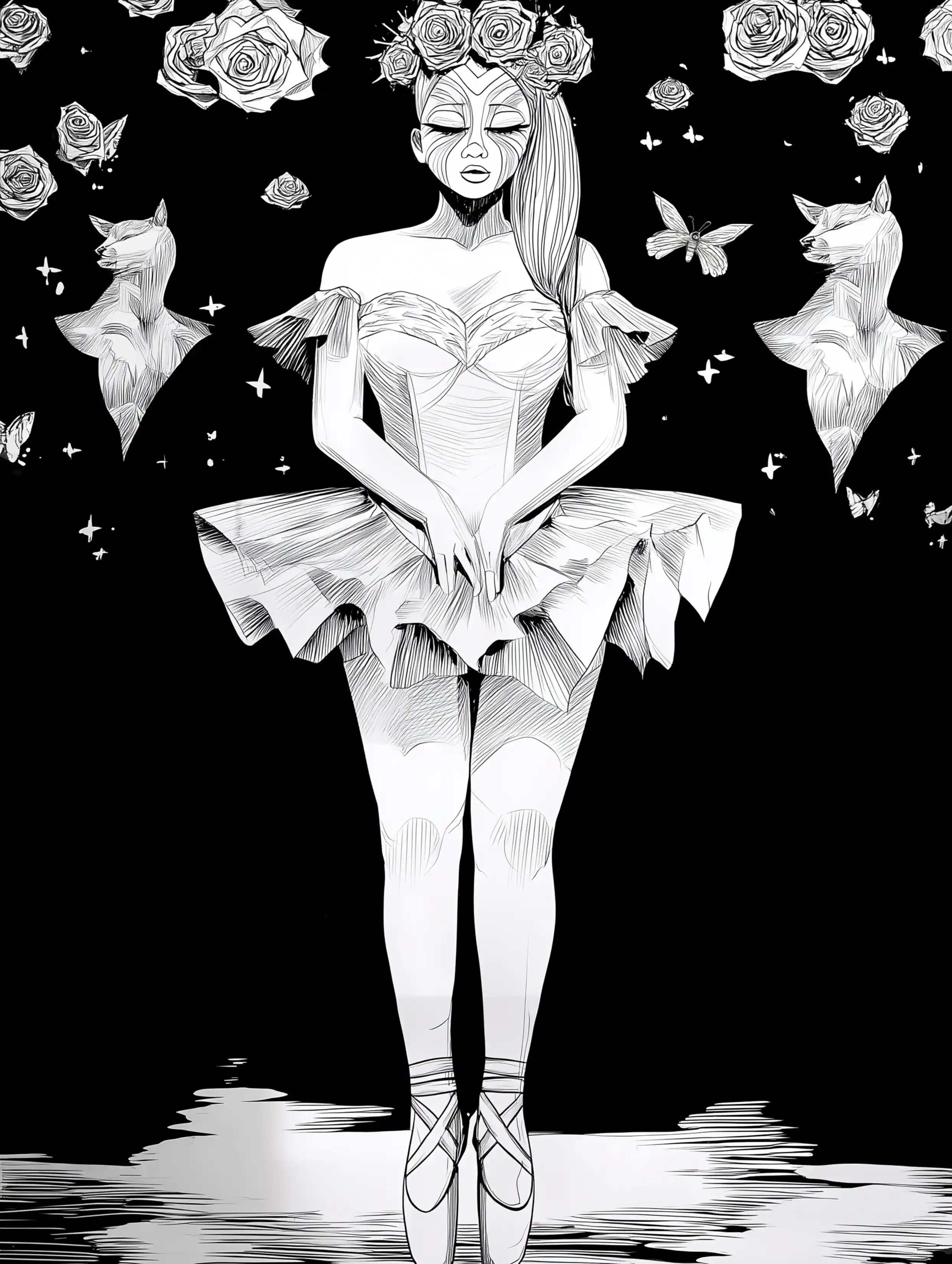 Free ballerina coloring page for adults featuring tip toe ballerina